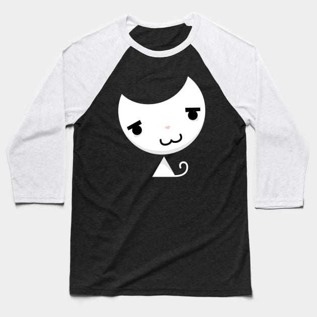 Crescent Cat Baseball T-Shirt by emodist